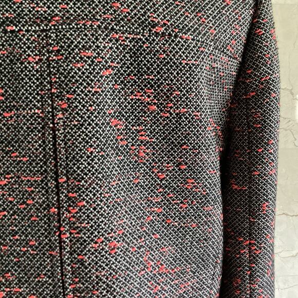 J.Crew Tweed Cropped Moto Jacket, Size 8, Black, White Neon Red, Fall Preppy - Picture 11 of 13